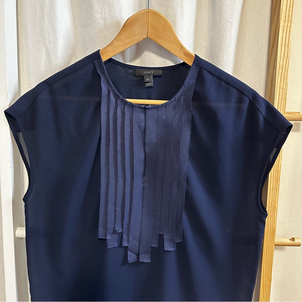 J.Crew - Grosgrain ribbon blouse, navy, 2P, runs large
